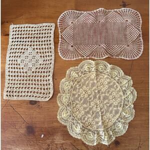 Vintage Doilies Lot Crochet Lace Mixed Table Mats Rectangular Round Set
